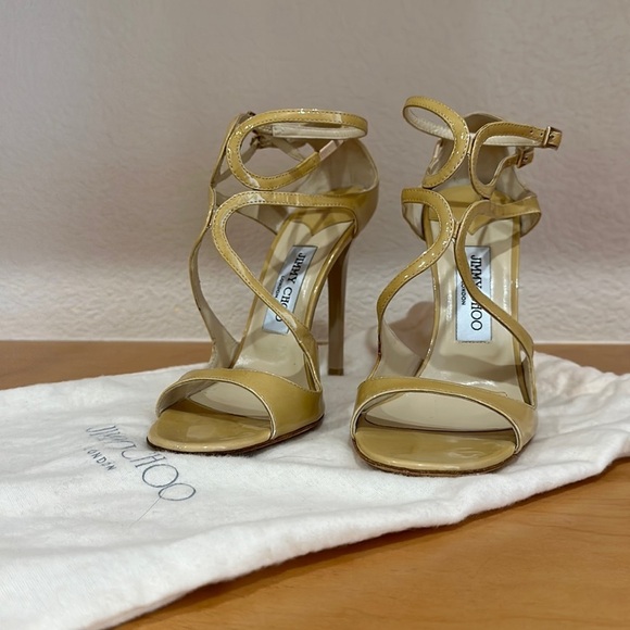 Jimmy Choo Metallic Gold Strappy Heels - Picture 1 of 9